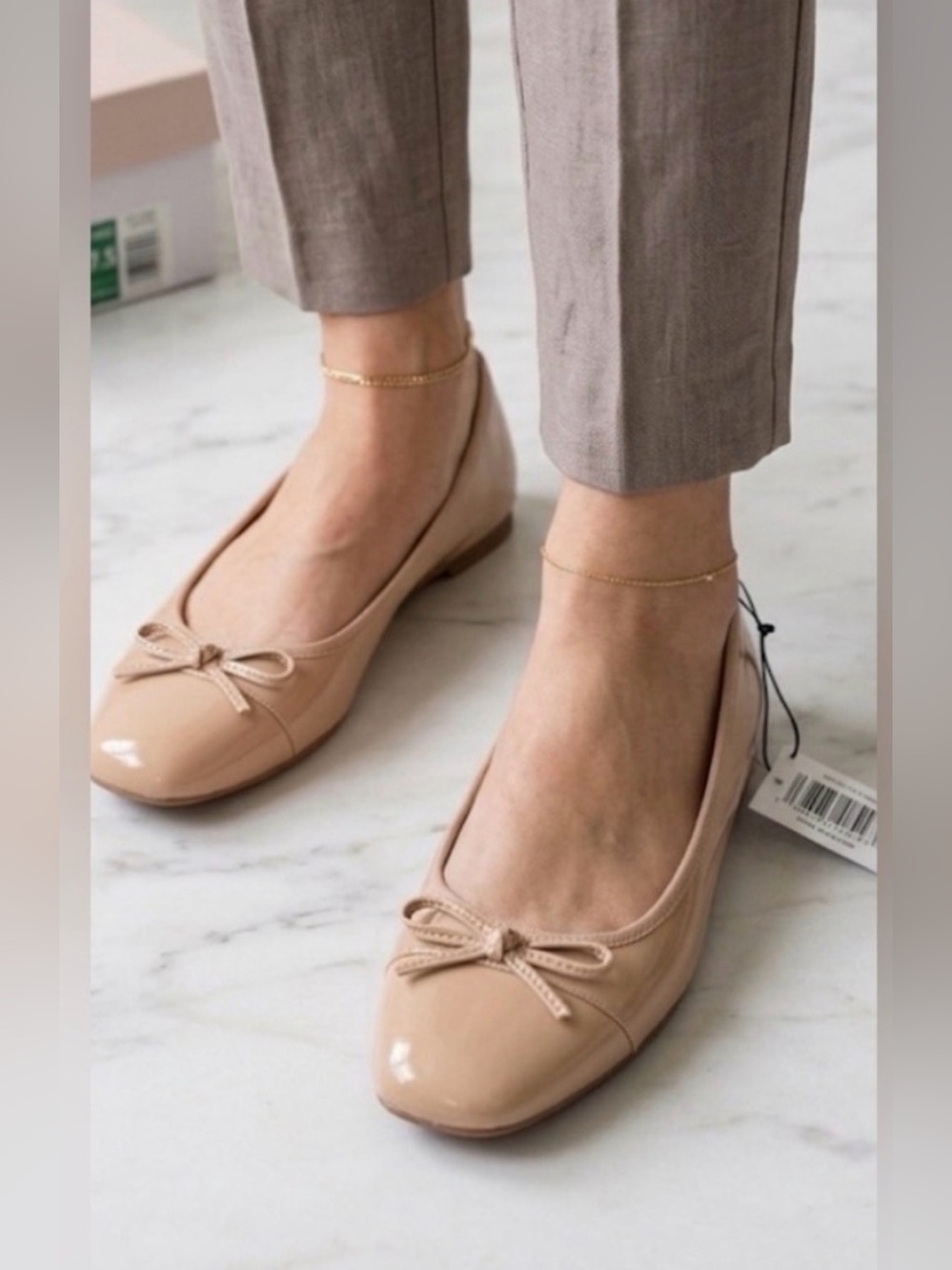 Dolce Vita Patent Nude Ballet Flats with Bow size 7.5 NEW IN BOX